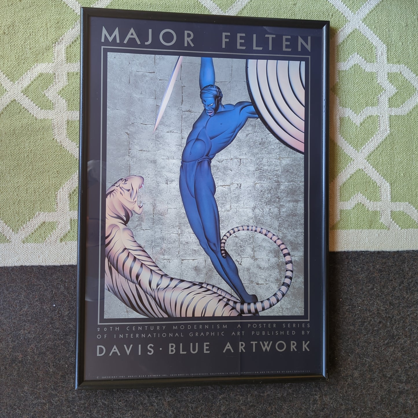 Major Felton Art Deco Worrier and Tiger Poster 25" x 37"