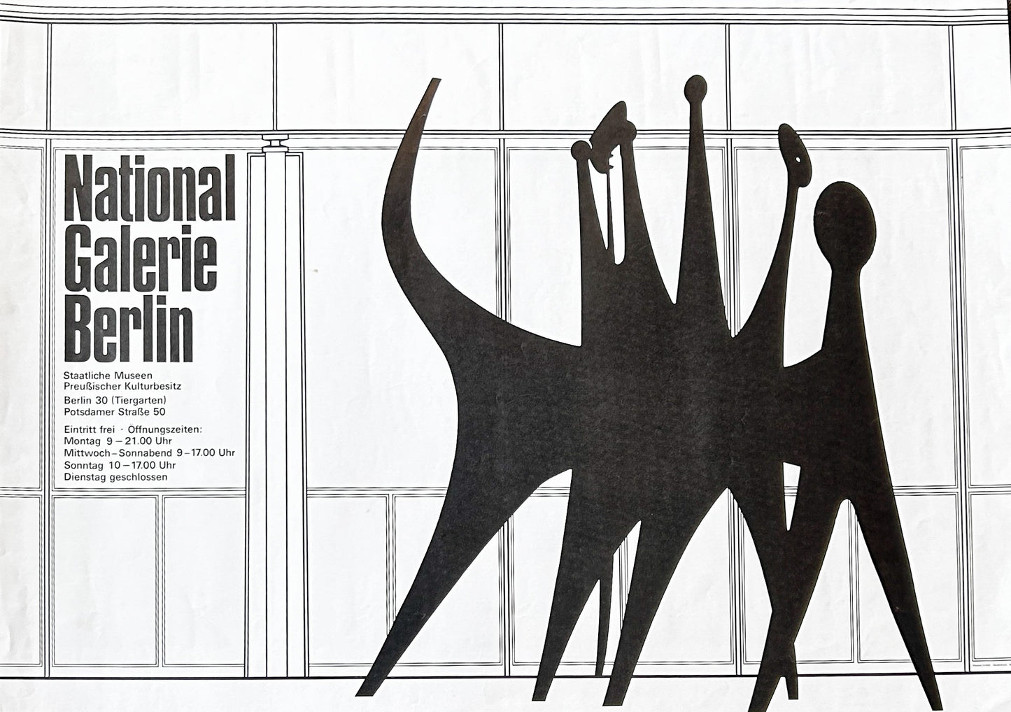 National Galerie Berlin Exhibition Poster Tetes Et Queue Calder 1965 (Very Rare) 33" X 23.5"
