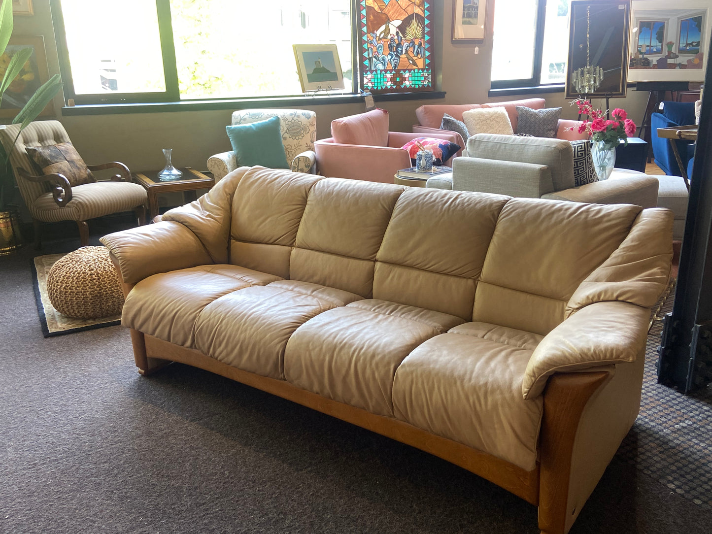 Ekornes Norwegian Tan Couch 80” X 33”