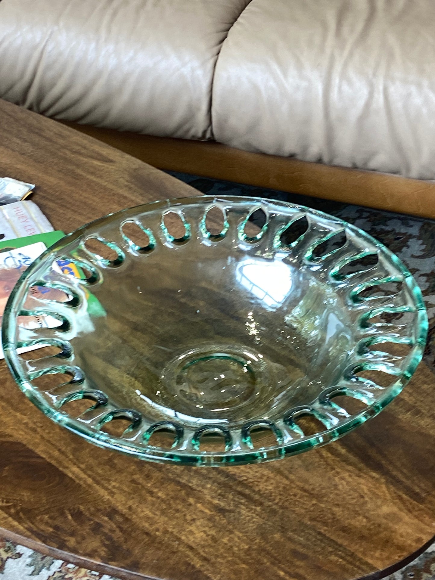 Spanish Wave Glass Bowl Recycled Material 17" X 4" Depth