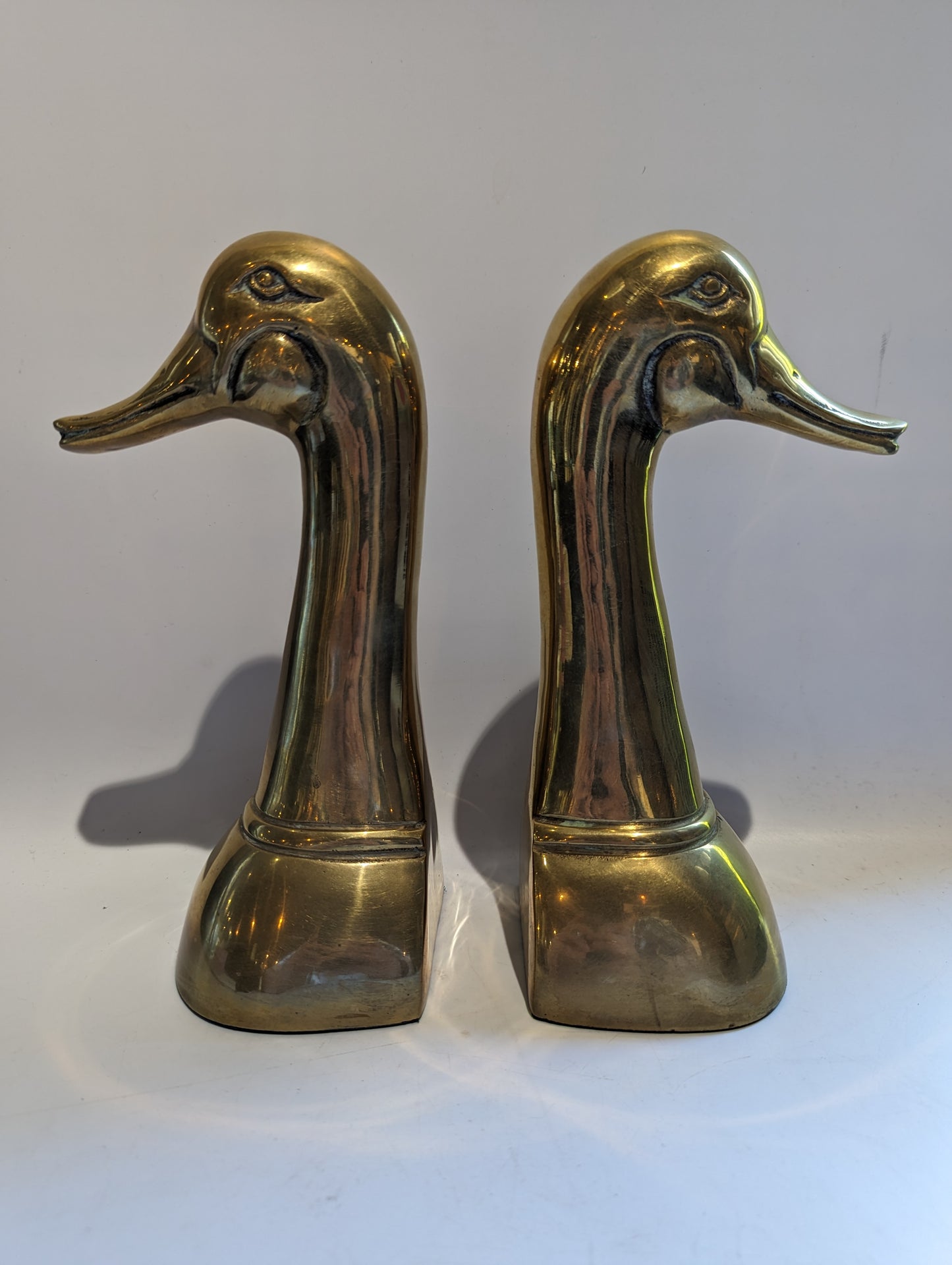 Vintage Gatco Solid Brass Duck Head Bookends 9.5 x 4.5