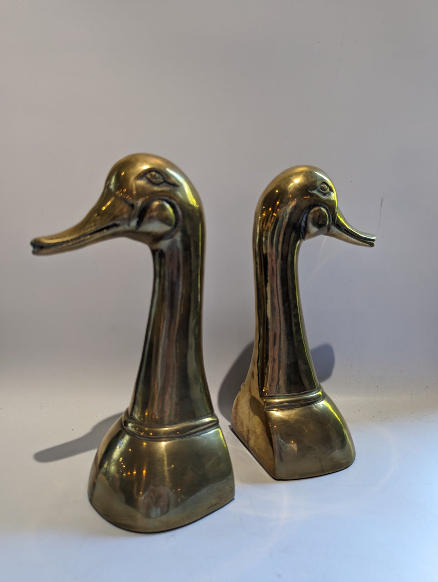 Vintage Gatco Solid Brass Duck Head Bookends 9.5 x 4.5