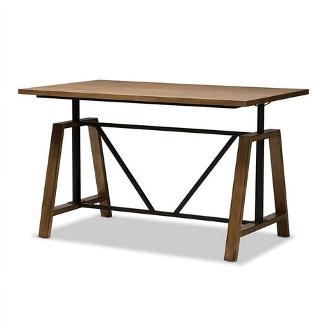 Baxton Nico Rustic Dining Table (As is) *Adjustable Height* 30"-36"