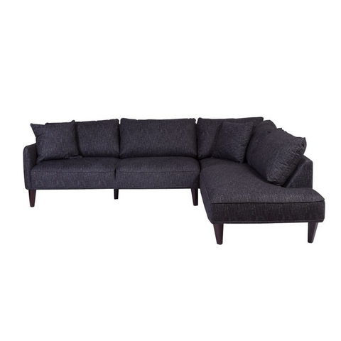 dark grey sectional sofa with dark solid wood legs