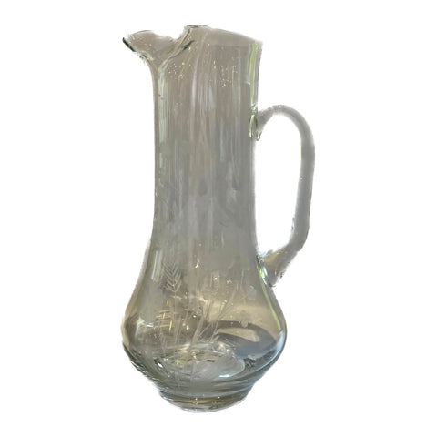Glass Etched Water Pitcher 13" x7"