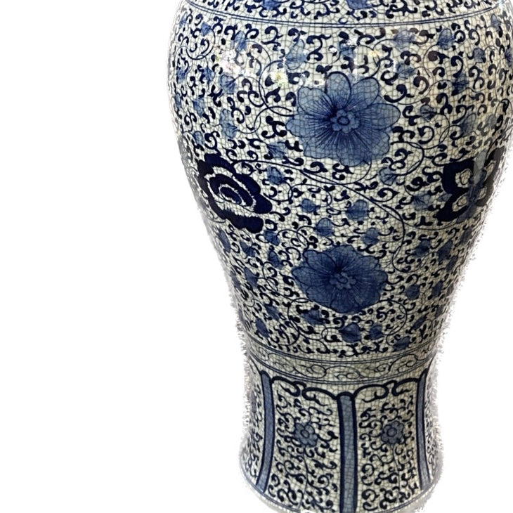 Blue & White Chinese Imperial Ginger Jar with Lid 39" x 17"