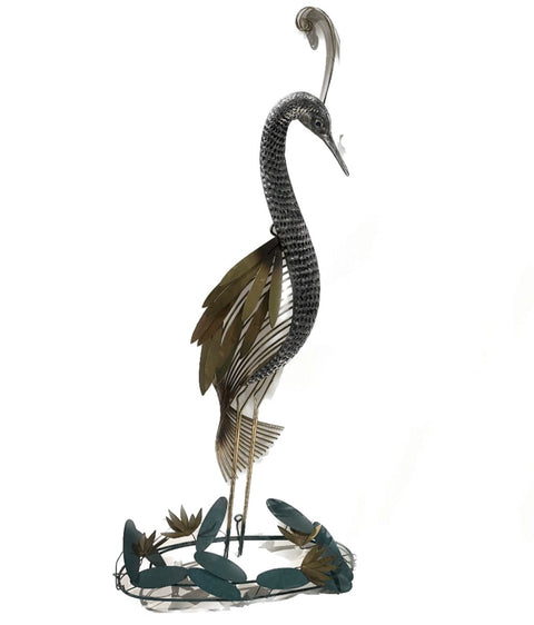 1988 Curtis Jeré "Heron on Lily Pads" Wall Sculpture - Signed & Dated 15"x33.5"