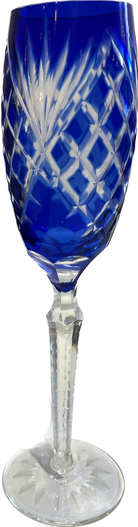 Crystal Cobalt Blue Champagne Flute 2.5" x 10.5"