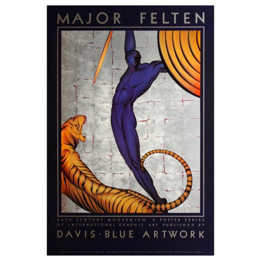 Major Felton Art Deco Worrier and Tiger Poster 25" x 37"