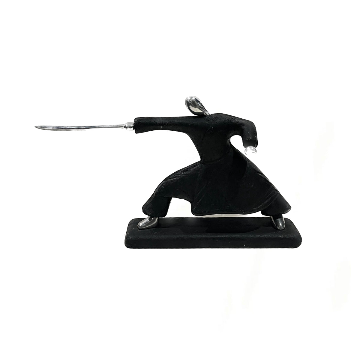 Retro Samurai Sculpture with Chrome Accents