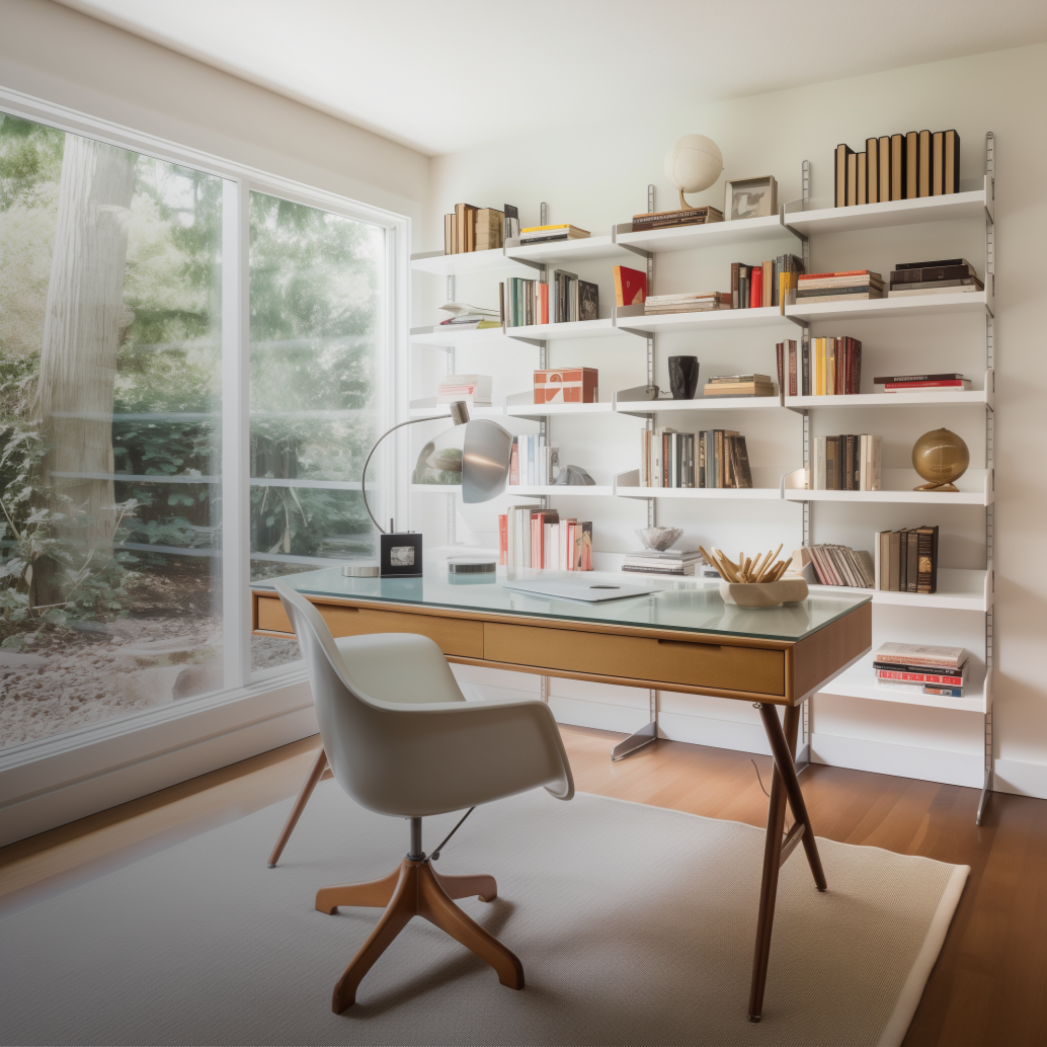 Modern office furniture displayed in Tacoma, Washington showroom with ergonomic chairs, desks, and stylish decor.