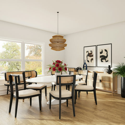 modern living room dining table and rattan chairs tacoma photo by spacejoy via unsplash