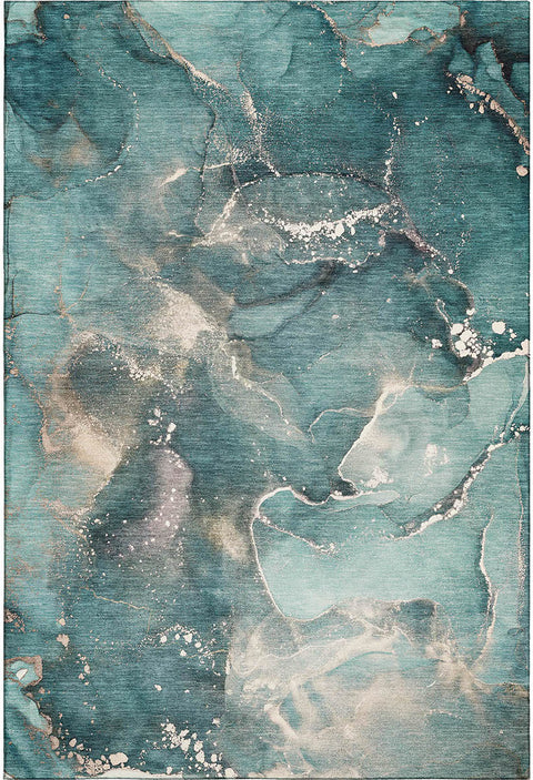 Blue marbled Chenille Rug 8' X 10'