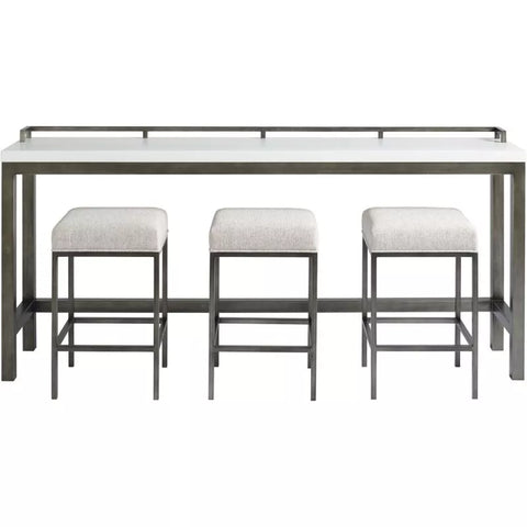 Universal Furniture White Modern Console Table w/ 3 Stools 82" x 16" x 38"