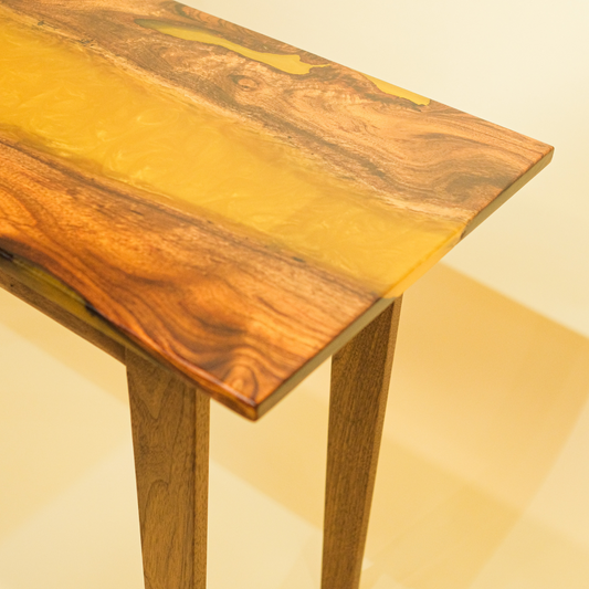 Custom Hawaiian Koa Wood with Gold Epoxy River Table 48" x 18" x 28"