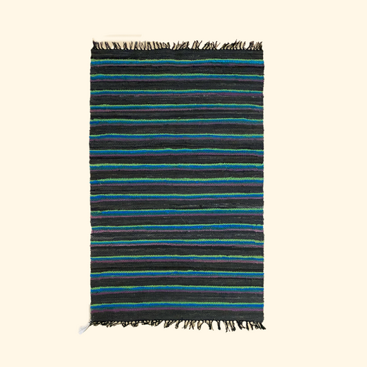 Vintage Indian Wool Striped Throw Rug 3'6" x 5'6"