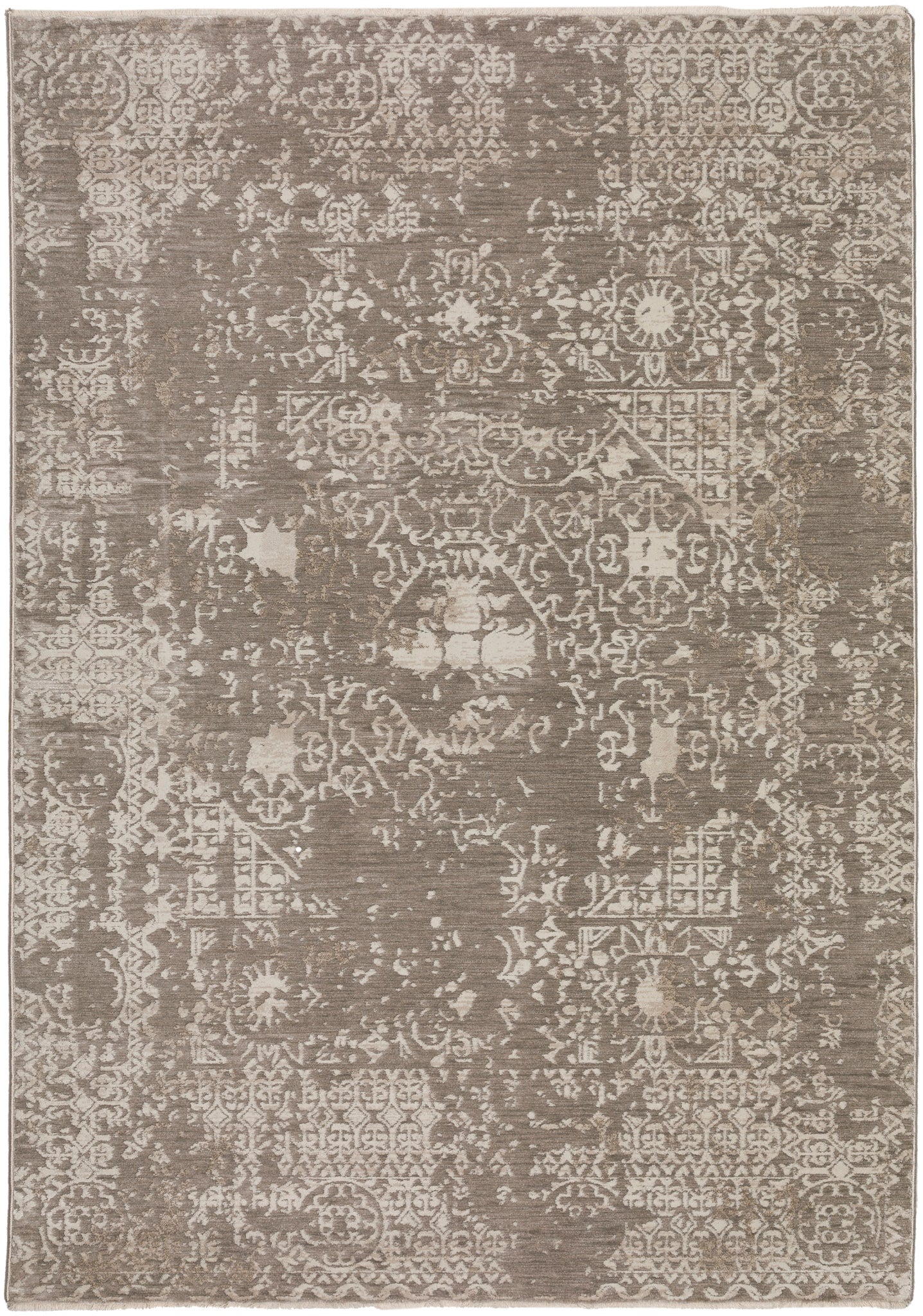 modern reproduction of a grey and silver toned wool rug 