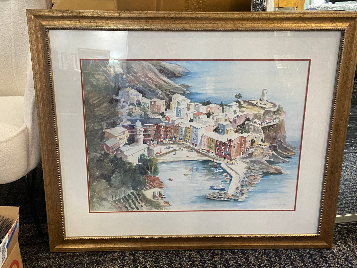 Vernazza Italy Painting in Golden Frame 42" X 35"