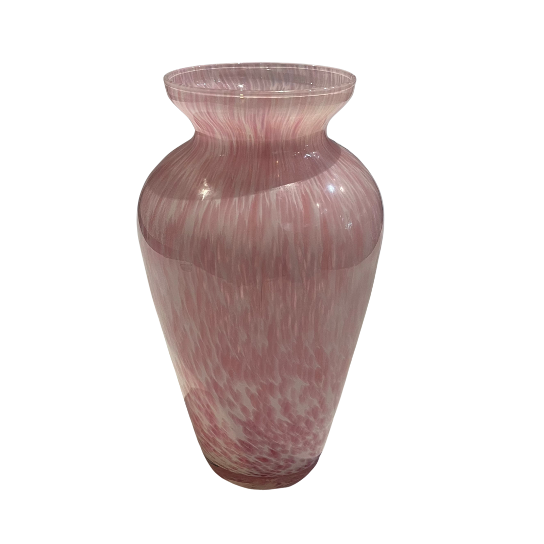 Pink Swirled Glass Vase 12" x 6"
