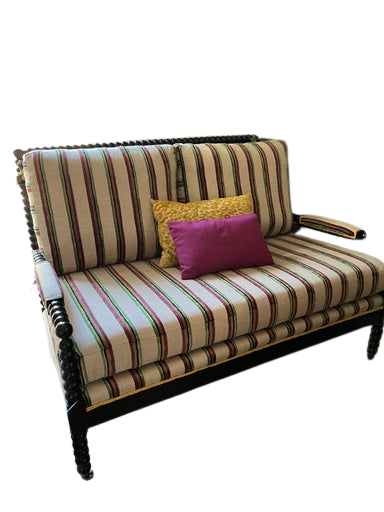 Kenna Custom Striped Settee Sofa 54" x 34" x 38"