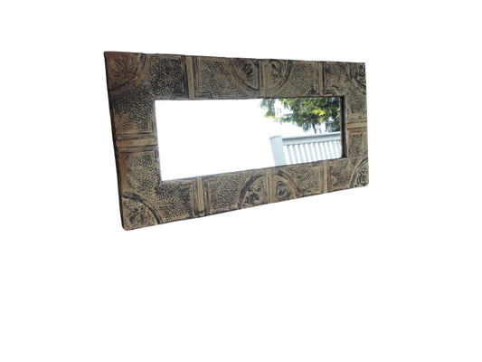 Mirror Framed With Antiqued Kitchen Tin Tiles 46" x 14”