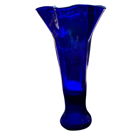 1960s Cobalt Blue Daffodil Vase