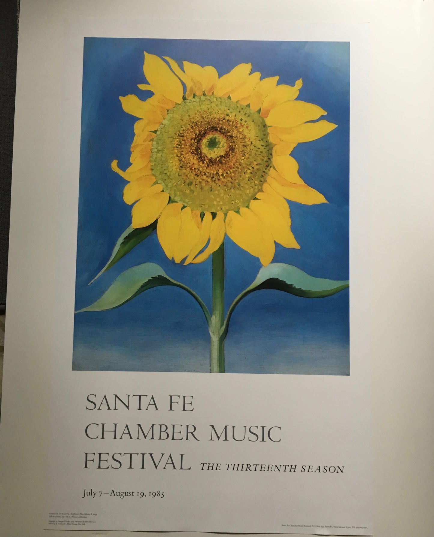 Georgia O'Keefe Sunflower Santa Fe Chamber Music Festival 1985 (23w x 37.5t)