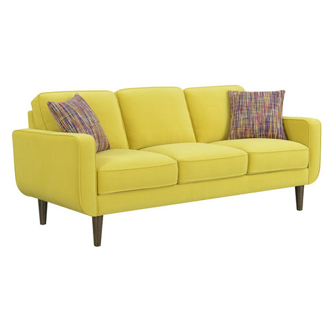goldfinch bright yellow sofa with solid wood legs linen