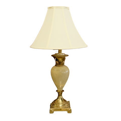 Vintage Brass Finish Ivory Shade Table Lamp 6.5" x 30"