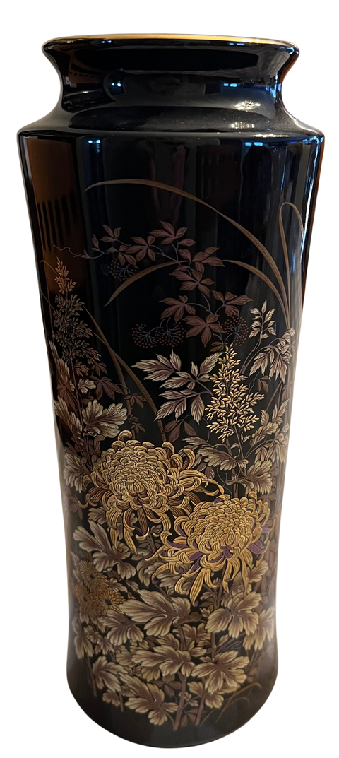 Vntg Japanese Shibata Crysanthemum Vase 12" x 5"