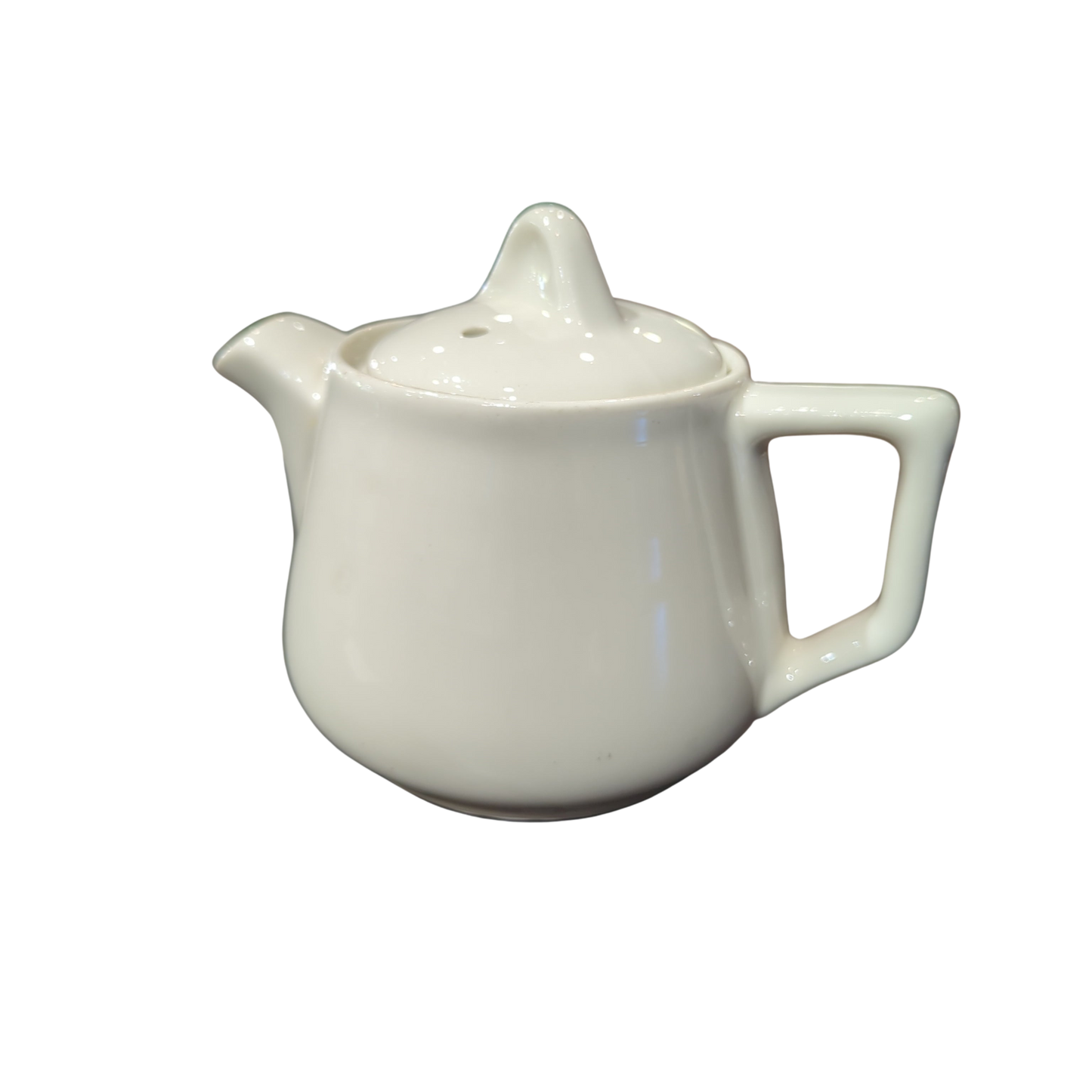 Small White Glazed Tea Pot 3-1/2"D x 3"H