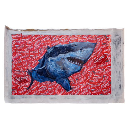 Original Mixed Media: Sharks by Sabina Pyrayeva 27.5" x 45.3"