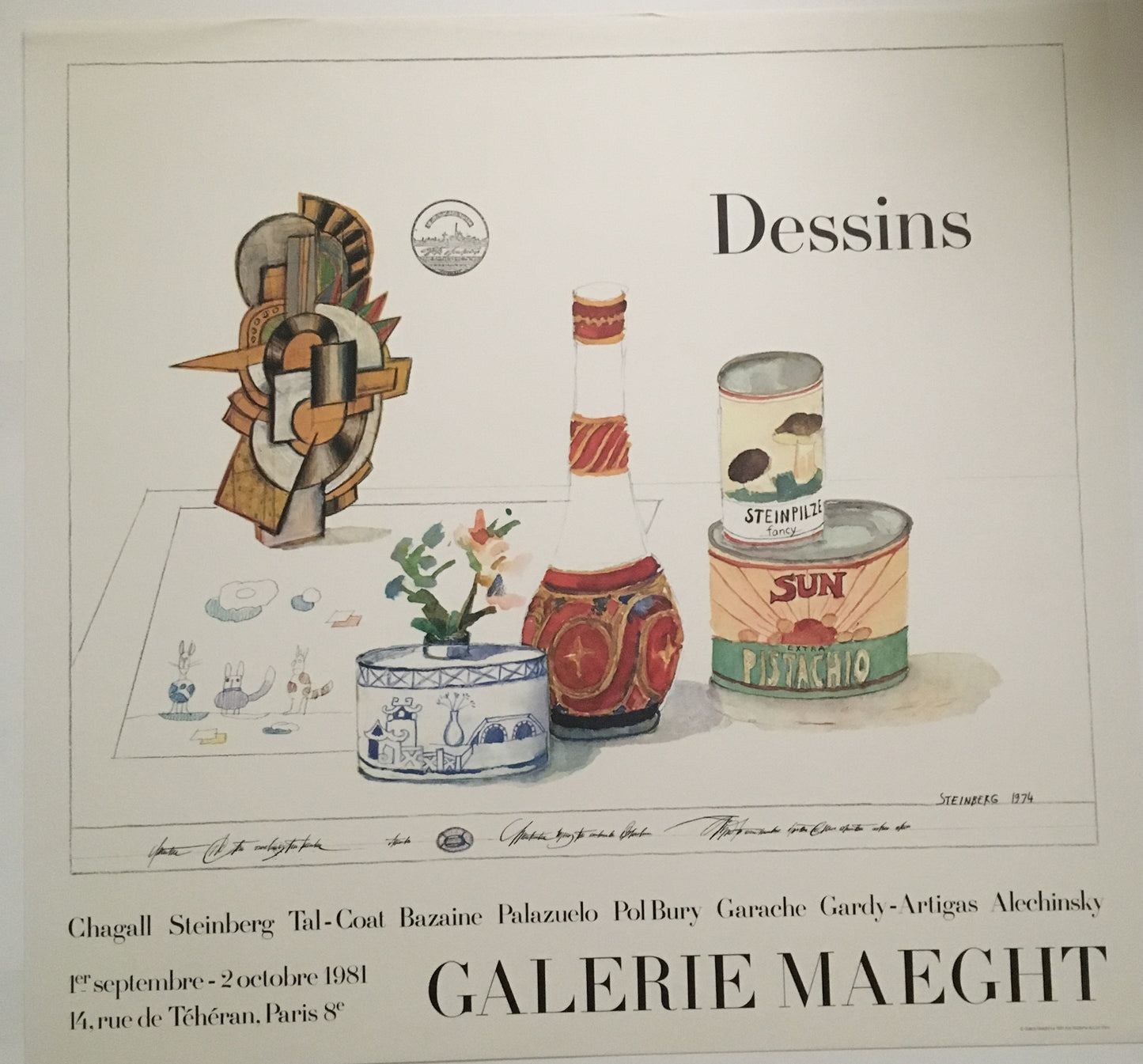 Saul Steinberg Dessins Galerie Maeght Poster 1981 (28.25w x 19.75t)