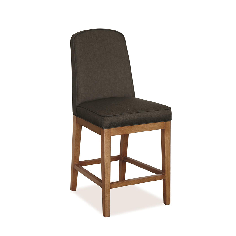 black comfortable cushion and light wood dining stool
