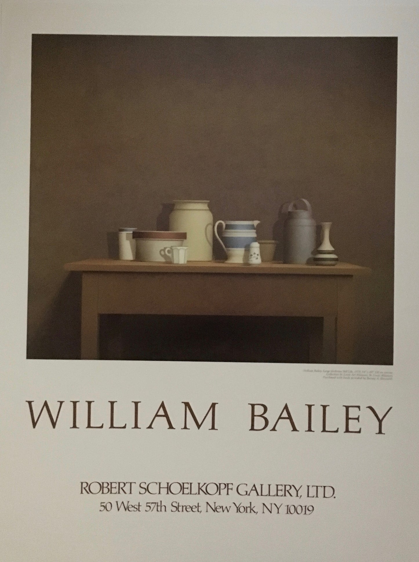William Bailey "Large Umbrian Still Life" Robert Schoelkopf Gallery 1979 (24w x 32.25t)