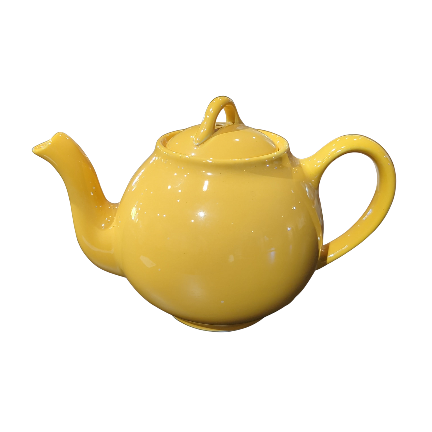 Small Yellow Glazed Tea Pot 5"D x 5"H
