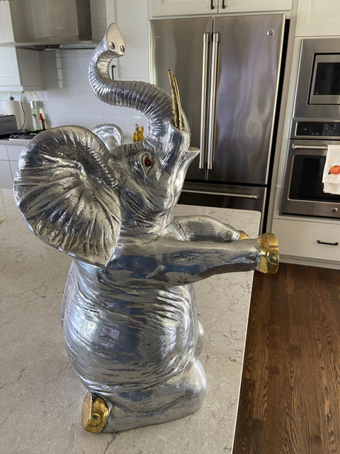 Arthur Court Tall Silver Elephant Wine Cooler 13”x11”x21”