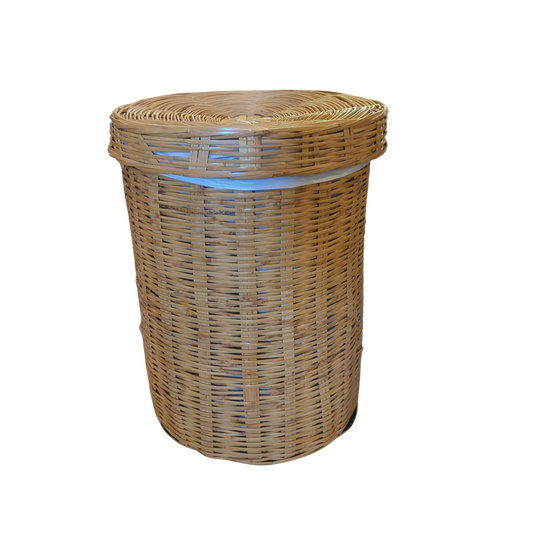 Woven Straw Basket with Lid 19"D x 26"H