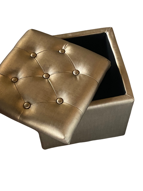 Silver Tufted Cube Container Ottoman 13" X 14"