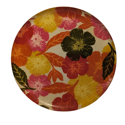 Pink and Warm Tone Floral Vintage Tray 14"D