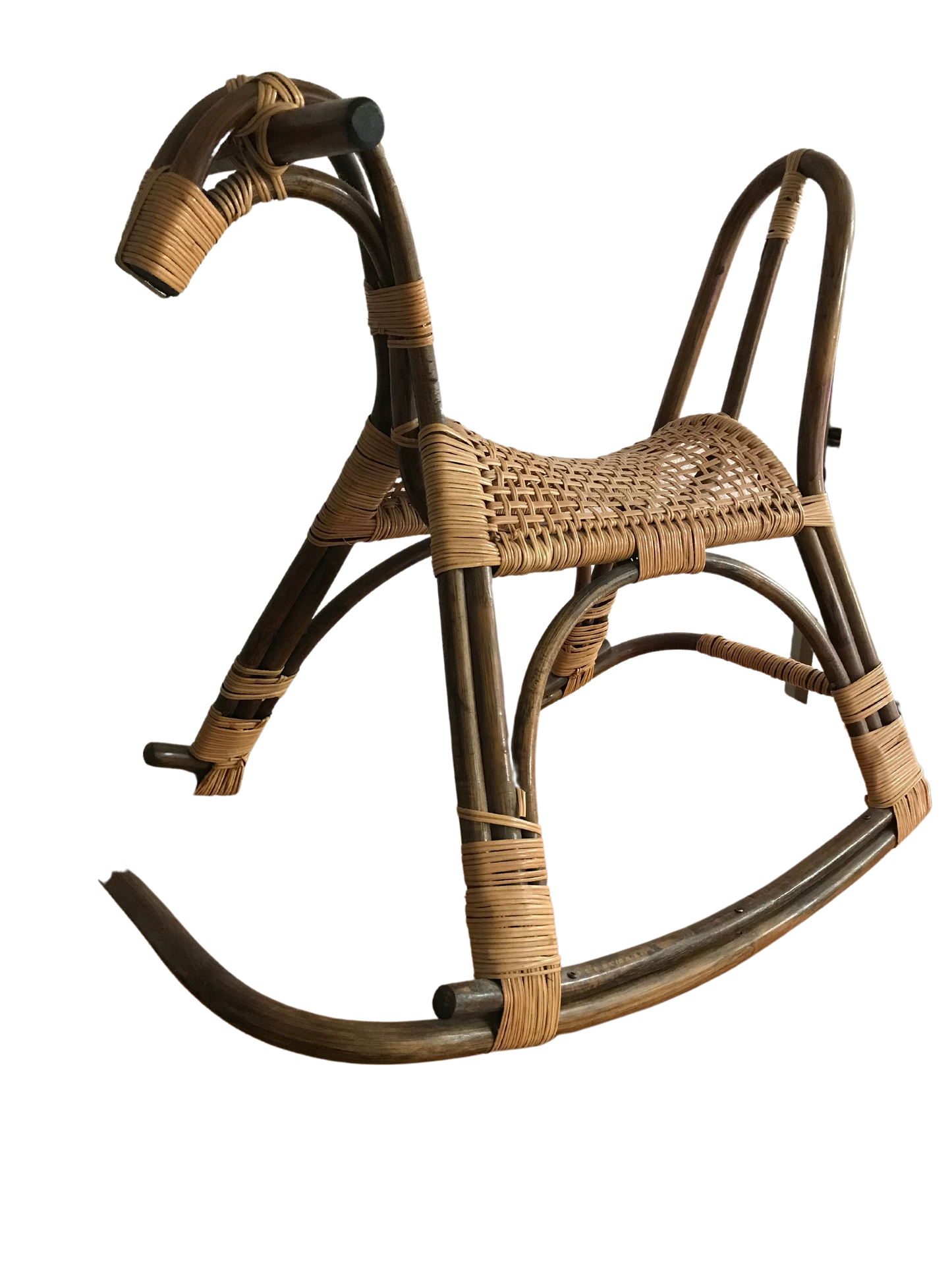 Franco Albini Bamboo and Rattan Rocking Horse 21.5" x 18.5"