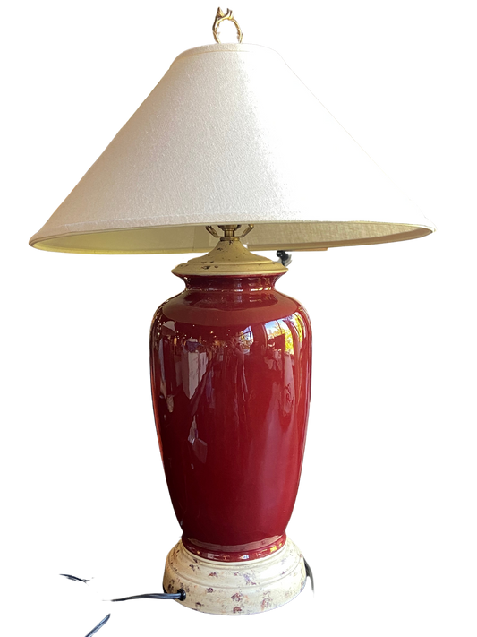 Oxblood WildWood Lamp with Beige Chip 28" X 18"