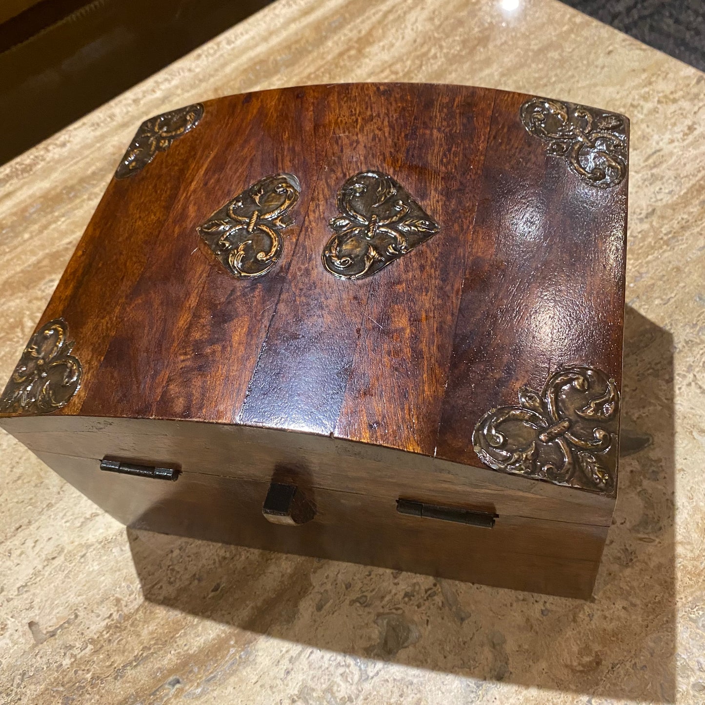 Wooden Jewelry Box w/ Metal Trim