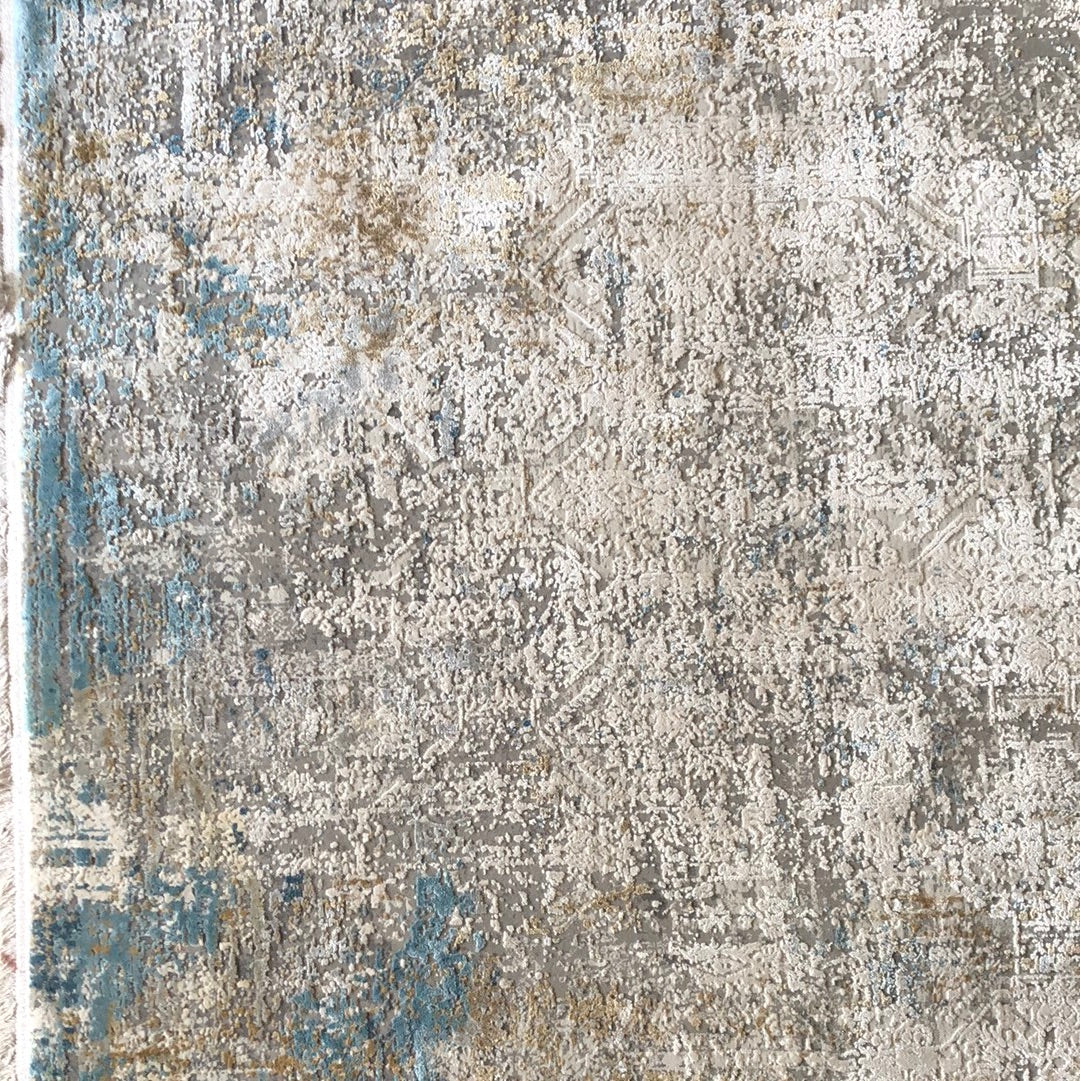 traditional boho bohemian blue, white, and grey area rug