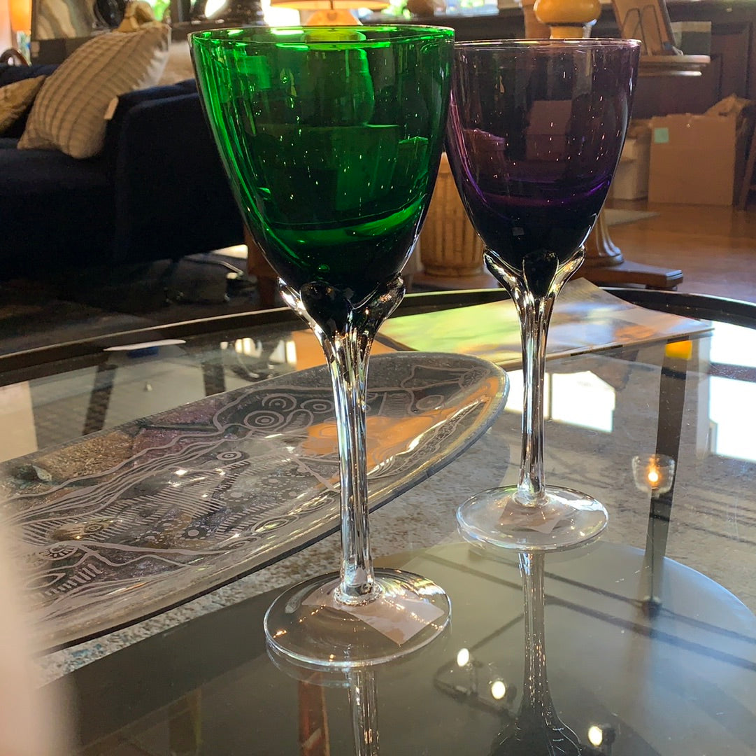 Green and Purple Wine Toasting Set