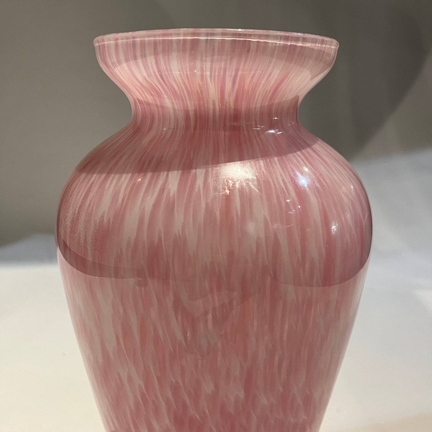 Pink Swirled Glass Vase 12" x 6"