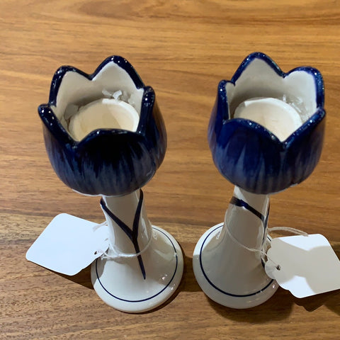 Delft Tulip Candle Sticks (set of 2)