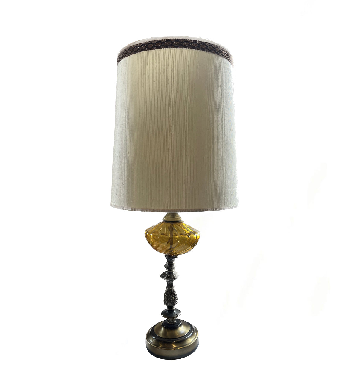 Brass & Amber Table Lamp 13"x30"