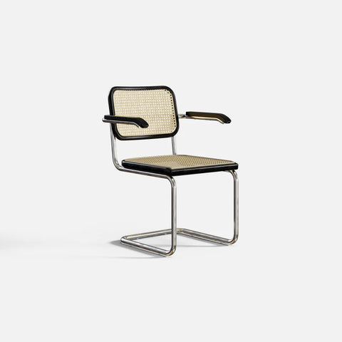 sleek, elegant, and retro rattan and black/metal cool mcm dining chairs