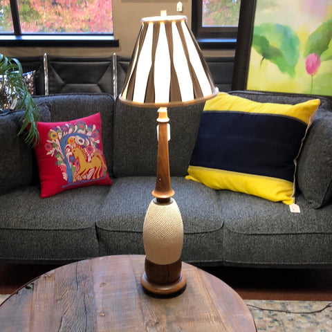 MCM Wood and Wicker Lamp